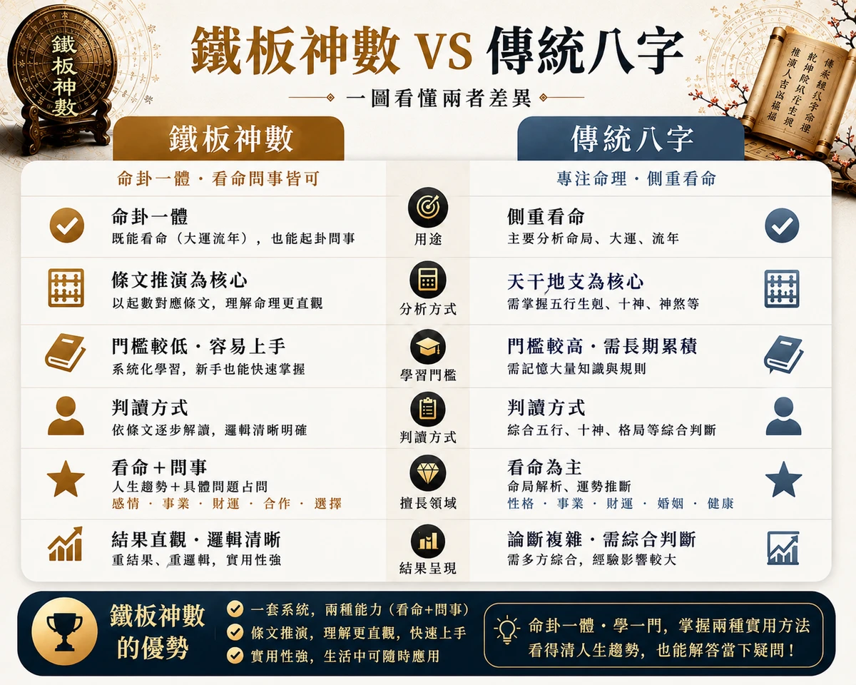 鐵板神數與傳統八字比較